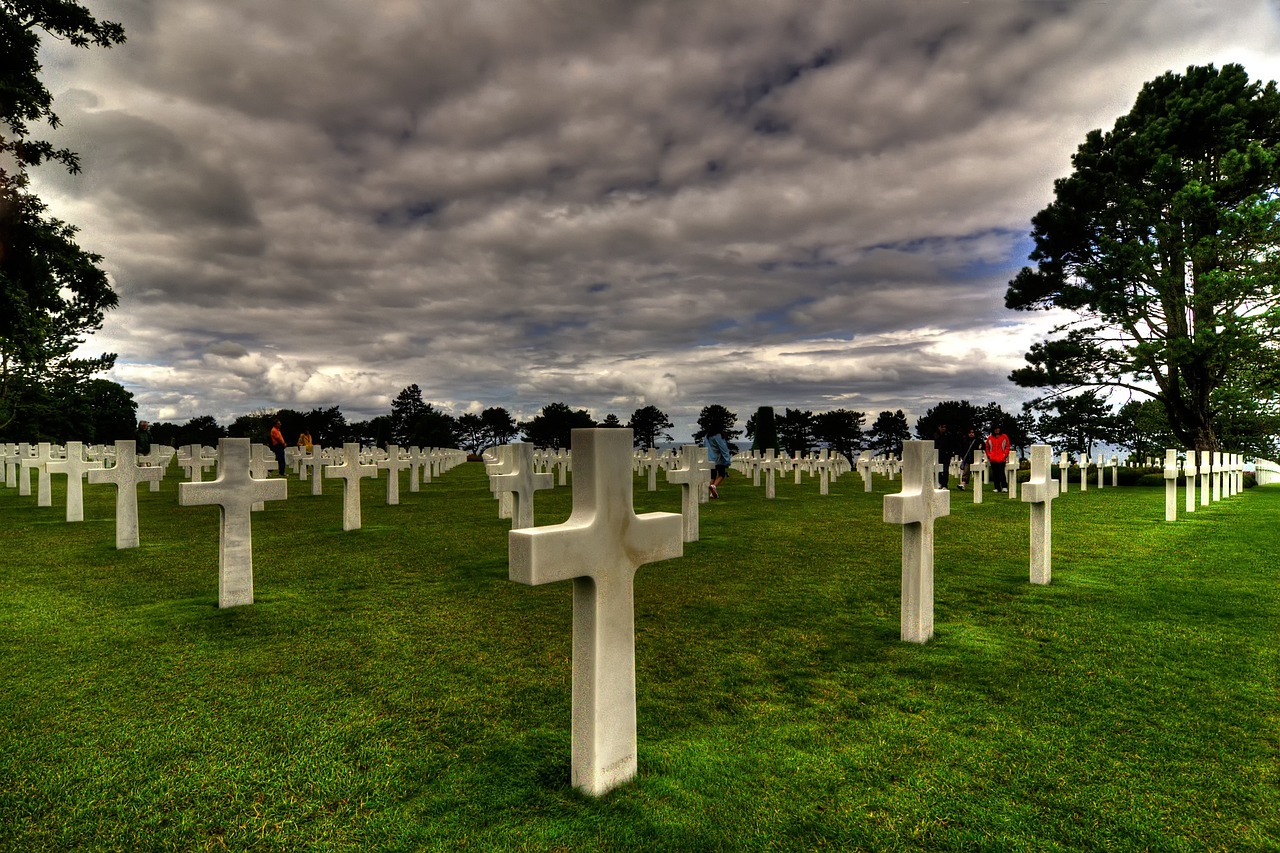 White crosses at the Colleville-sur-Mer American Cemetery