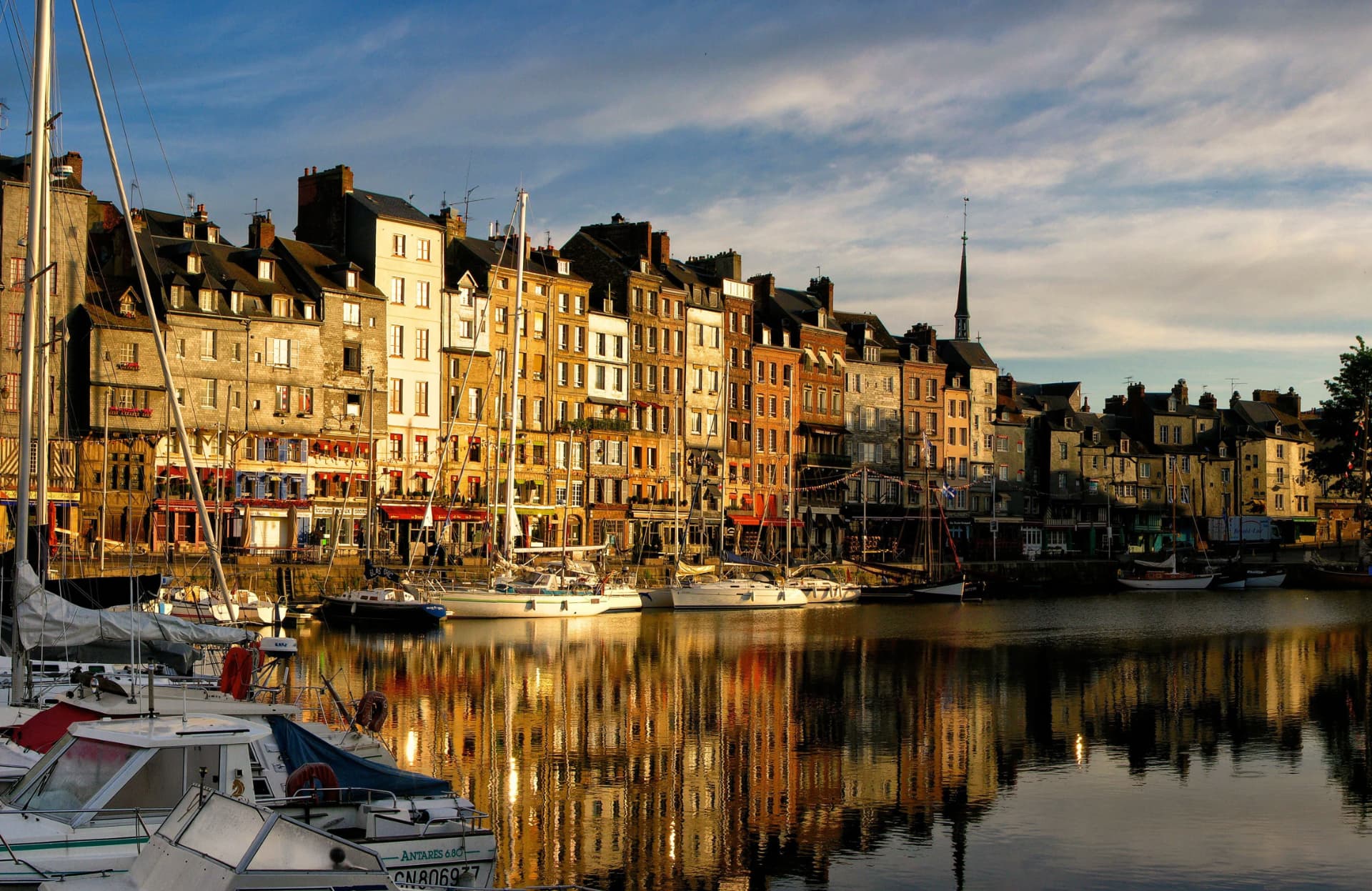 Honfleur old harbour at golden hour