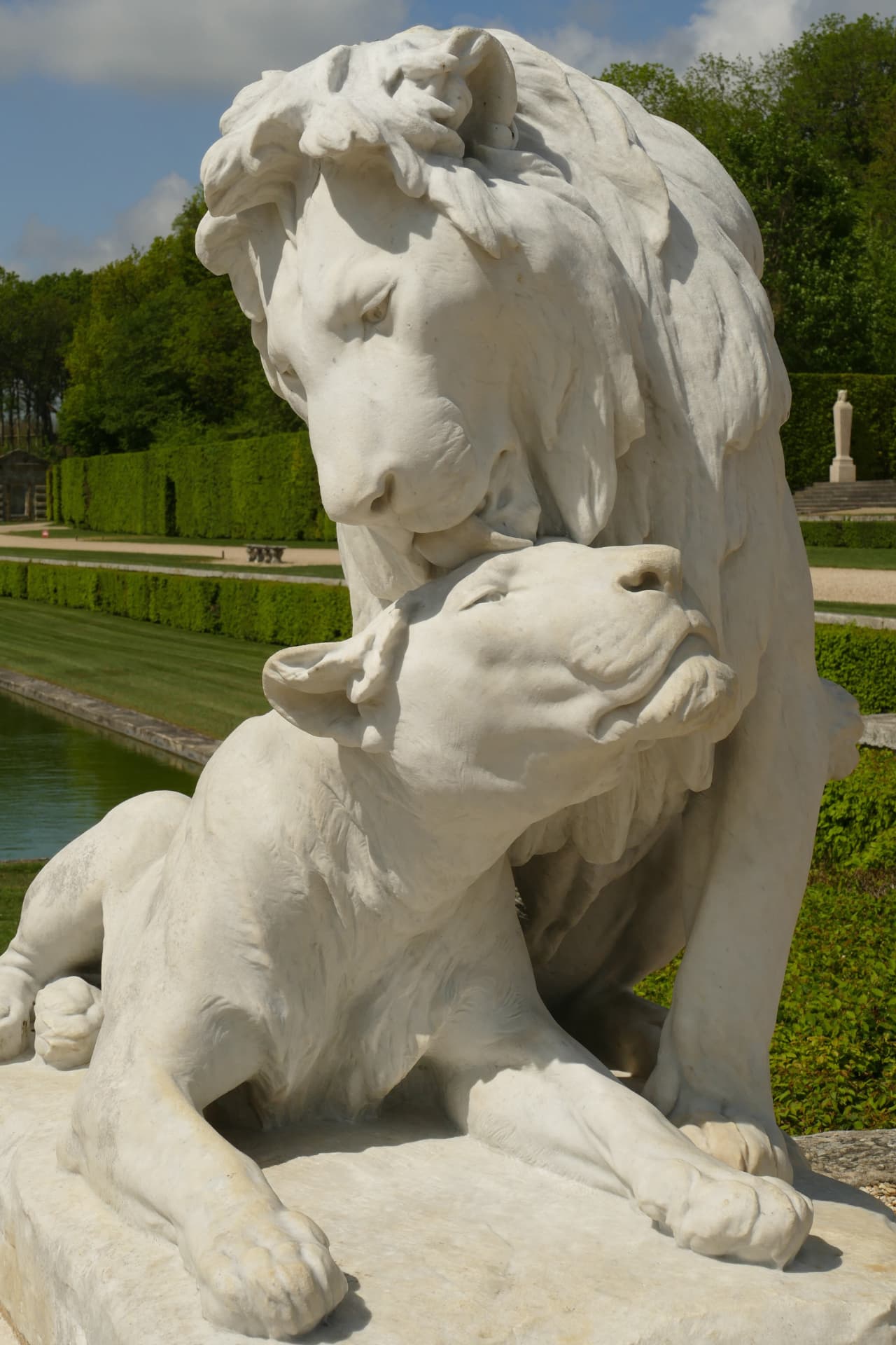 Marble lions guarding the garden steps