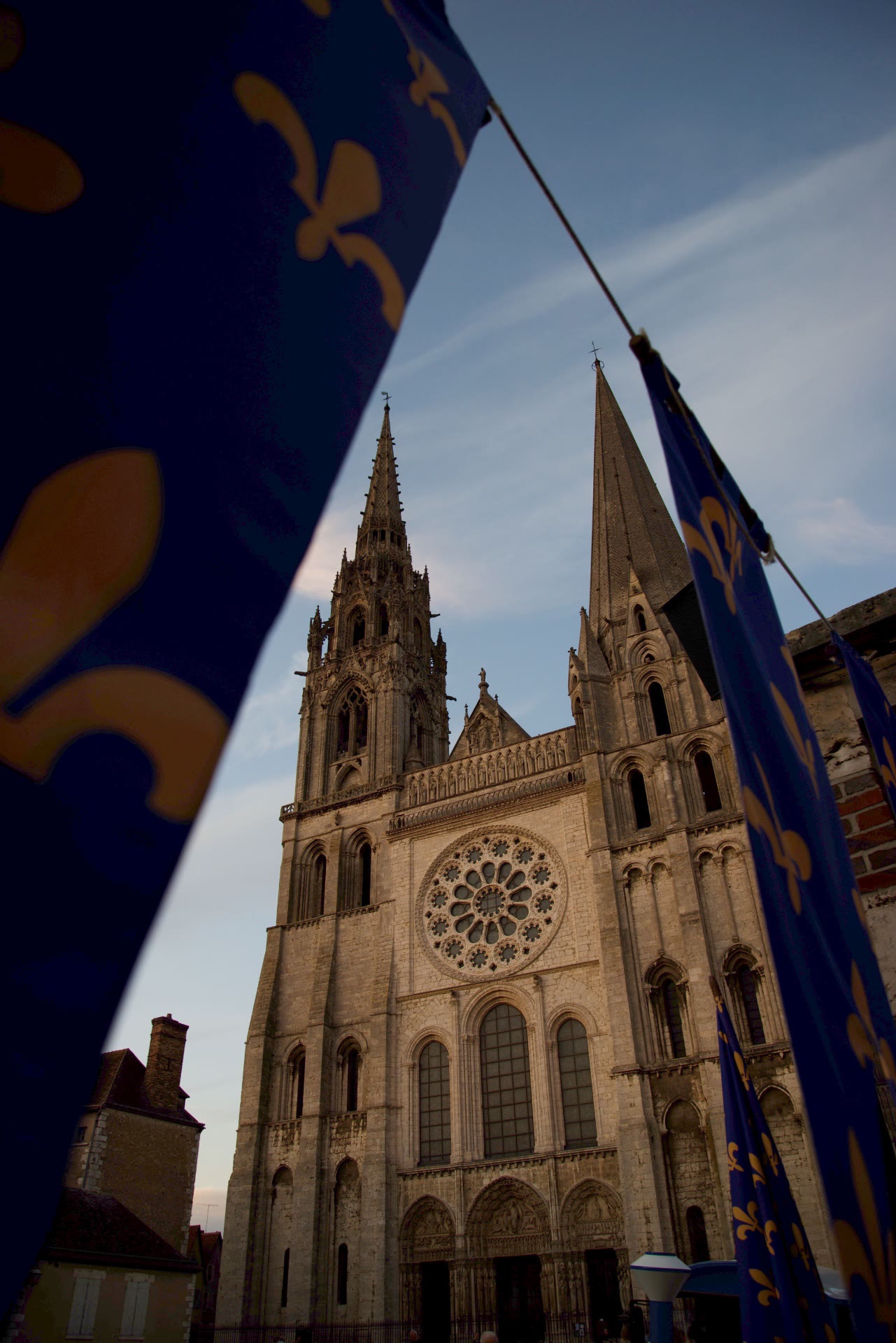 The west front between the flags of Chartres