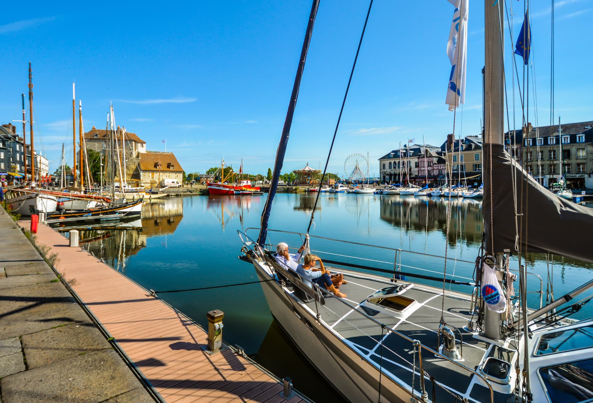 Sailing boats moored in the old harbour