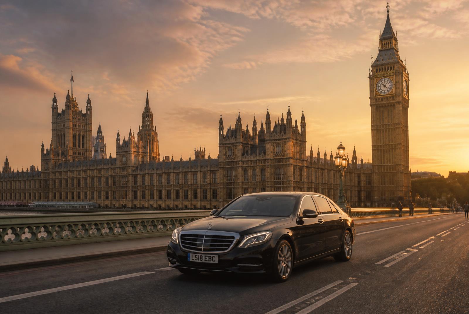 Westminster at golden hour, the end of the road from Paris