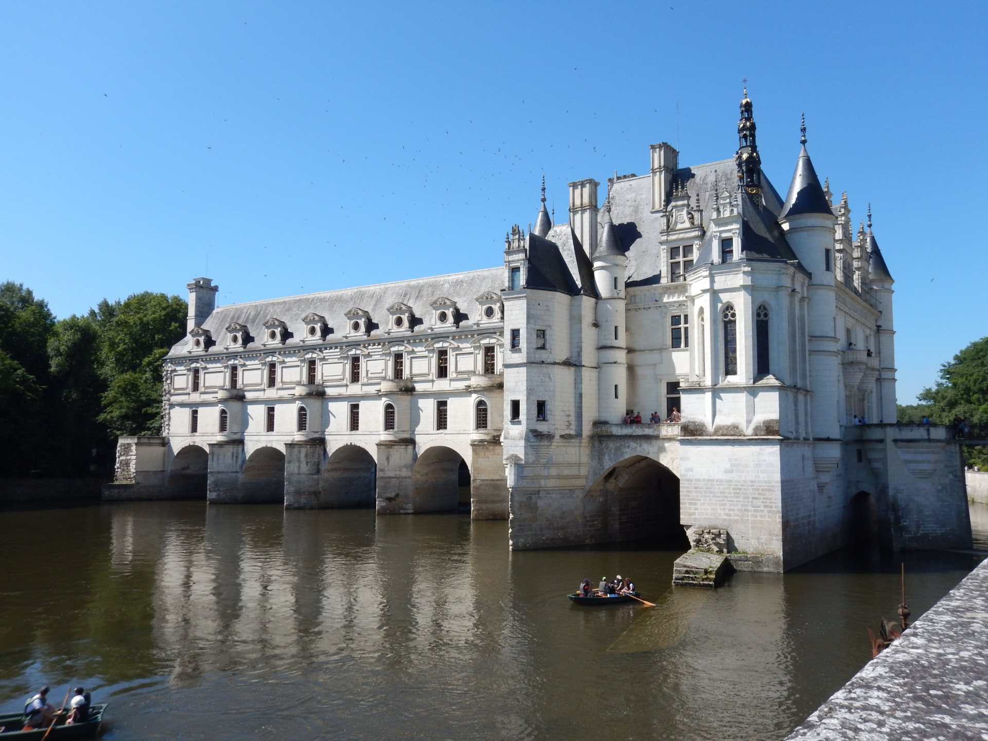 Chenonceau's gallery arching over the water